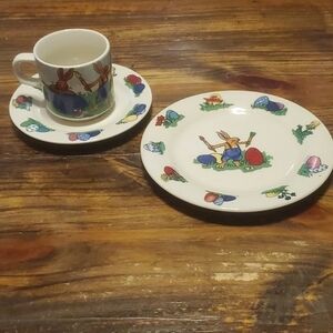 𝅺IGG Easter China Teacup, Saucer & Plate